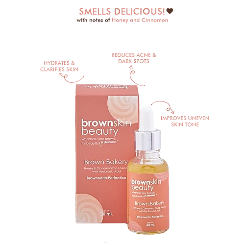 BrownSkin Beauty Brown Bakery Honey & Cinnamon Face Serum With Hyaluronic Acid - Hydrates Skin, 30 ml