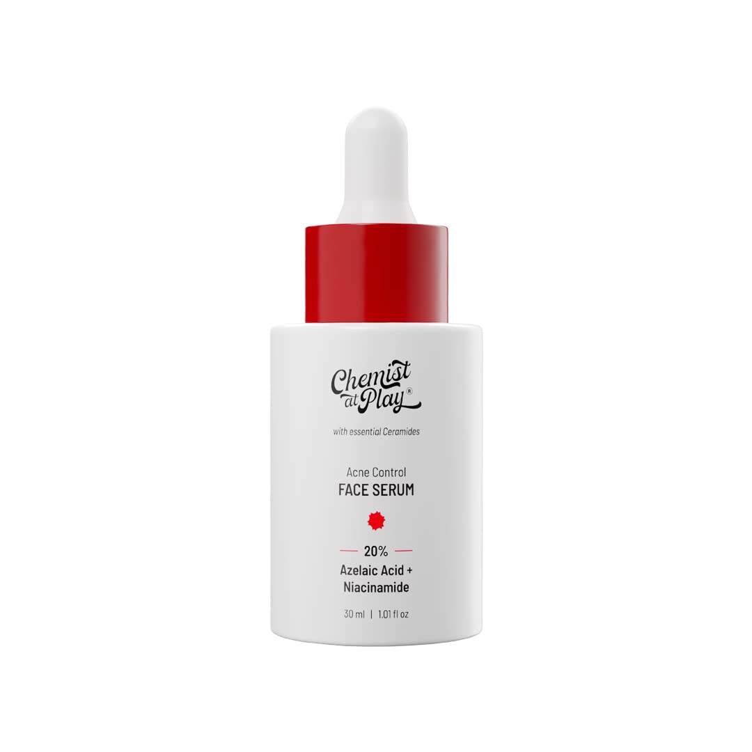 Chemist at Play Acne Control Face Serum with 10% Azelaic Acid, 10% Niacinamide and Ceramides, Fades Acne Scars, Controls Breakouts and Oil Production Suitable for Women and Men, 10 ml