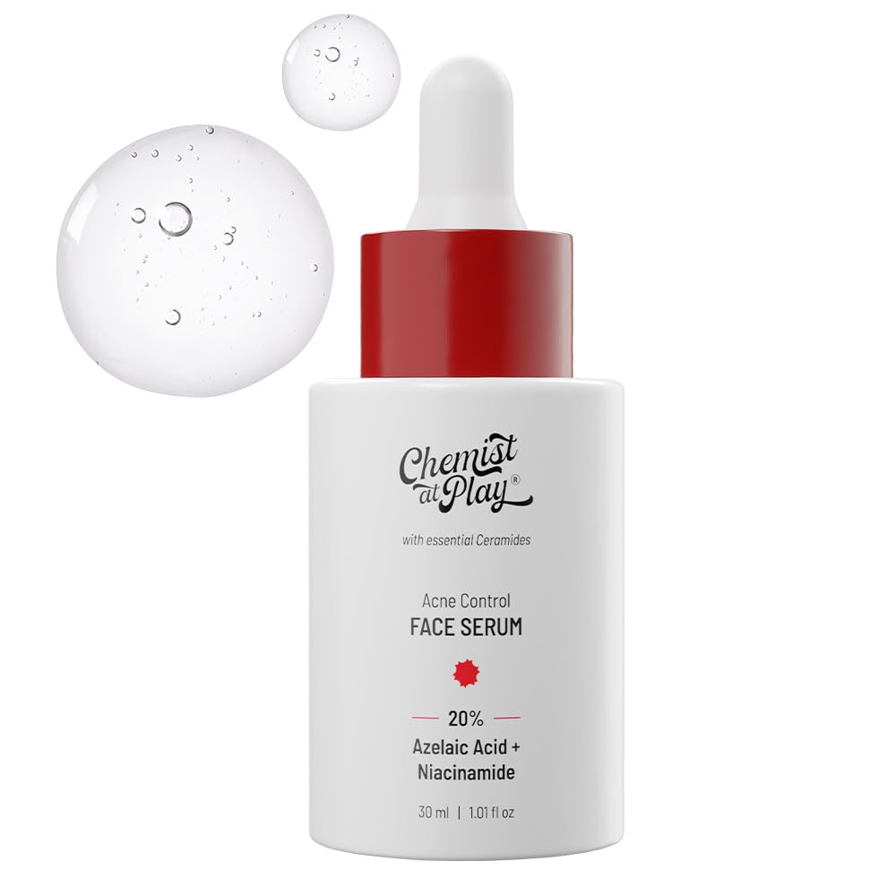 Chemist at Play Acne Control Face Serum with 10% Azelaic Acid, 10% Niacinamide and Ceramides, Fades Acne Scars, Controls Breakouts and Oil Production Suitable for Women and Men, 10 ml