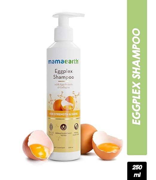 Mamaearth Eggplex Shampoo for Strong Hair | With Egg Protein & Collagen for Strength and Shine | Boosts Shine | Gently Cleanses Hair | For Men & Women | 250 ml