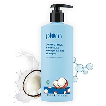 Plum Coconut Milk & Peptides strength & shine shampoo | Contains coconut milk, pea peptide | enhances hair's shine and strengthens hair | Paraben-Free| 100% vegan | 250ml