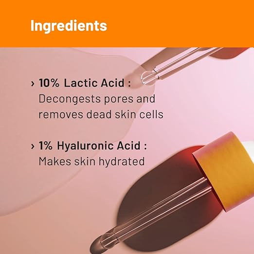Chemist at Play Lactic Acid (AHA) with Hyaluronic Acid Exfoliating Face Serum, Suitable for Normal, Oily, Combination & Acne-Prone Skin For Women and Men, 30 ml
