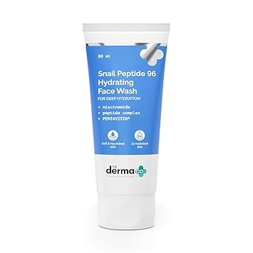 The Derma Co. Snail Peptide 96 Hydrating Face Wash | With Snail Mucin, Niacinamide, Peptide Complex & PENTAVITIN | 2x Hydration With Moisture Lock | Non-Drying Korean Gel Cleanser | Soap Free With Balanced PH - 80ml