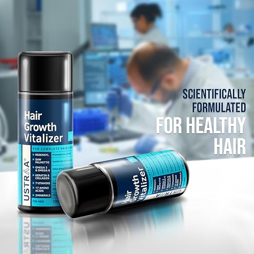 USTRAA Hair Growth Vitalizer - 100ml - Boost hair growth, Prevents hair fall, Delays Hair Greying, With Redensyl and Onion Extract, Non-oily serum for complete hair care and nourishment