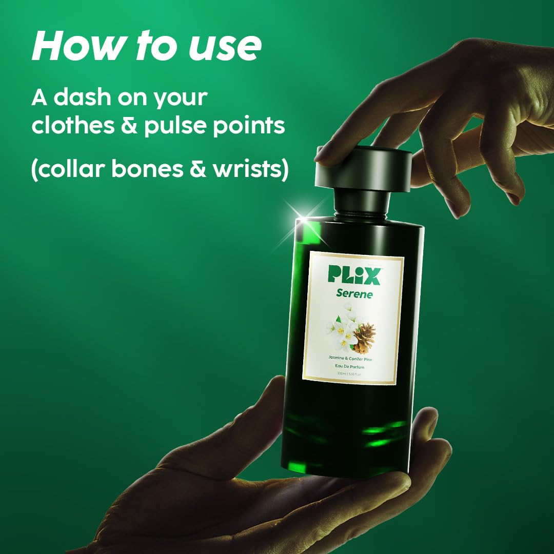 PLIX - THE PLANT FIX Mood Range Serene Perfume For Calm Vibes, Perfect For Travel & Day Out, Long Lasting Fresh Conifer Pine & Jasmine Fragrance, 100 Ml - Aerosol For Unisex