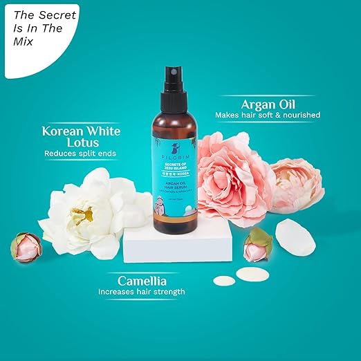 Pilgrim Argan Oil Hair Serum For Dry Frizzy Hair, Hair Smoothing, Smoothing & Control Of Frizzy/Dry Hair, Instant Shine, Smoothness & Soft Hair, Anti Frizz For Unisex, 100 Ml