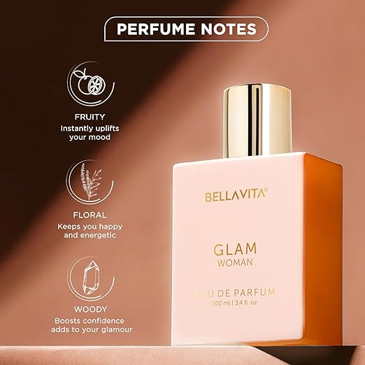 Bella Vita Luxury GLAM | Long Lasting Perfume for Woman | EDP 100ml | African Orange, Jasmine & Patchouli | Floral, Fruity, Woody Premium Fragrance for Women