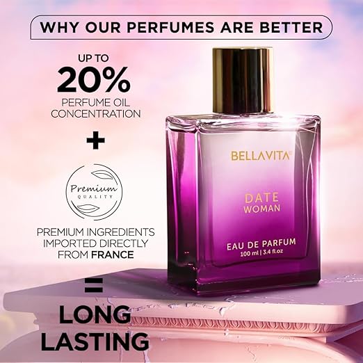 Bella Vita Luxury Date Woman Long Lasting Perfume for Women | EDP 100ml | Pink Pepper, Jasmine & Vanilla | Floral, Woody & Fruity Premium