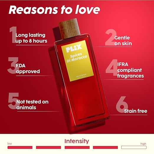 PLIX - THE PLANT FIX Spices Di Morocco Perfume, 100Ml For Everyday Use Long Lasting & Premium Aerosol Parfum Fresh Fragrance Grapefruit, Pepper & Cedar, Fruity & Woody Perfume All Occasions For Unisex