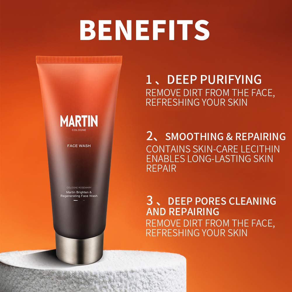 MARTIN 120 ML Oil Control Face Wash for Men Facial Cleanser with Natural Extracts & Antioxidants Removes Blackheads, Spots, Acne