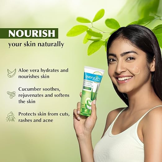 Everyuth Naturals Nourishing Aloe Vera & Cucumber Gel| Protects from Acne, Cuts & Rashes|Refreshing & Soothing Care|Paraben free|For Oily, Dry, Normal, Combination & Sensitive Skin - 100g