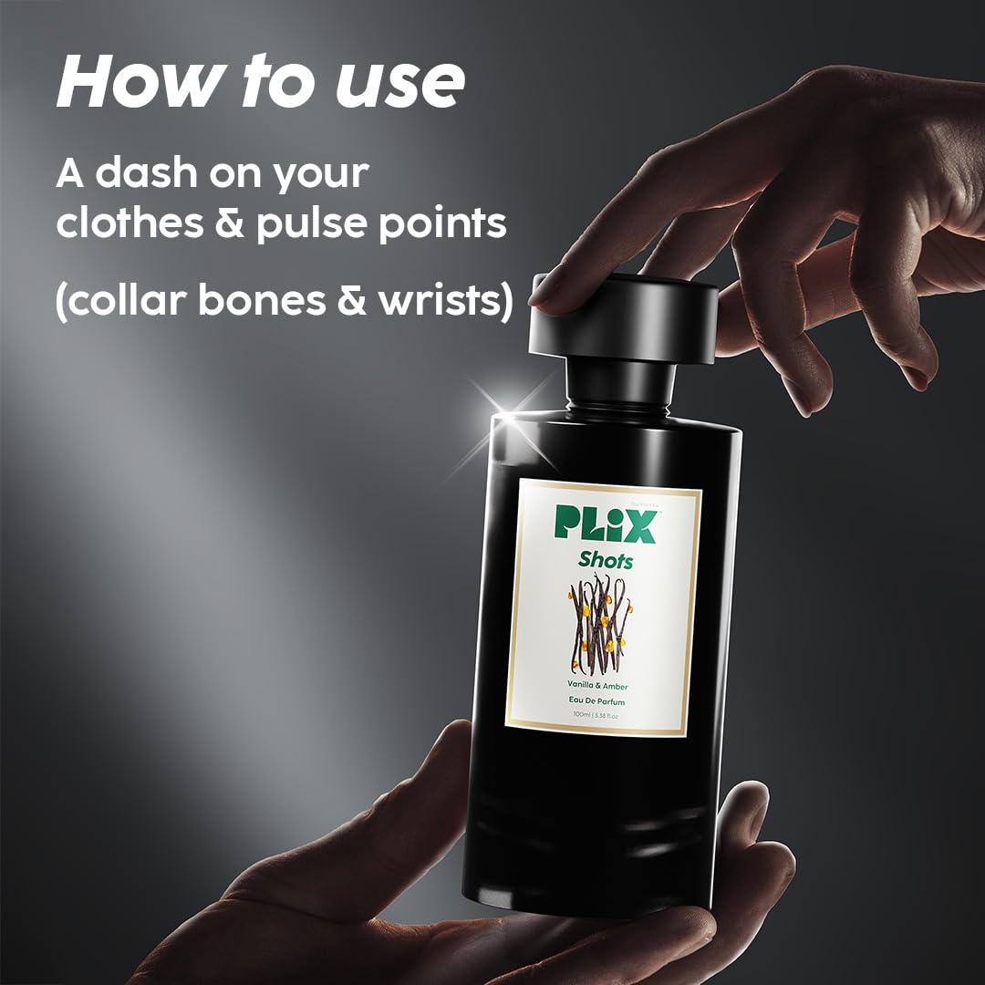 PLIX - THE PLANT FIX Mood Range Shots Perfume For Party, Perfect For Party & Night Outs, Long Lasting Fresh Vanilla & Amber Fragrance For Unisex, 100 Ml - Aerosol