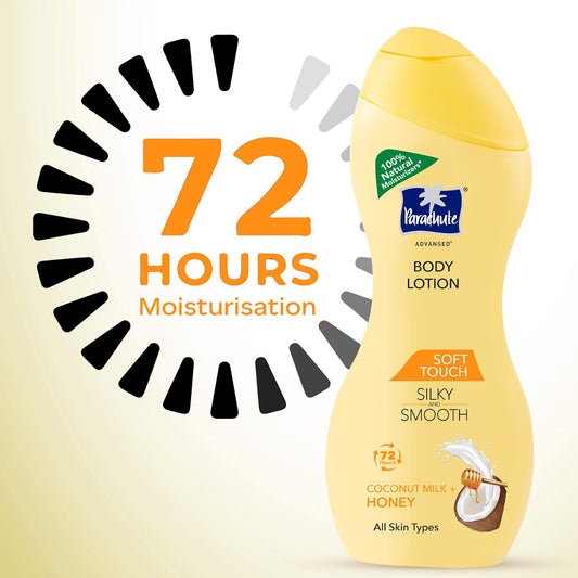 Parachute Advansed Soft Touch Body Lotion for Women & Men, All Skin types, 250ml | Pure Coconut Milk & Honey, 100% Natural, 72h Moisturisation