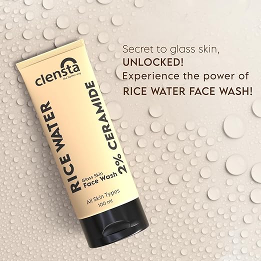 Clensta Rice Water Face Wash With Rice Water & 2% Ceramide for Glass Skin | All Skin Type | Women & Men | 100ml