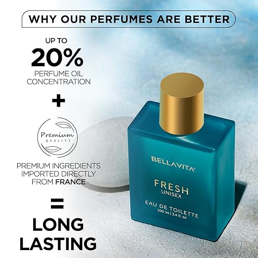Bella Vita Luxury Fresh Unisex Long Lasting Perfume for Man and Woman | EDT 100ml | Bergamot, Lavender, Ylang Ylang | Citrus, Floral Premium Fragrance for Men and Women