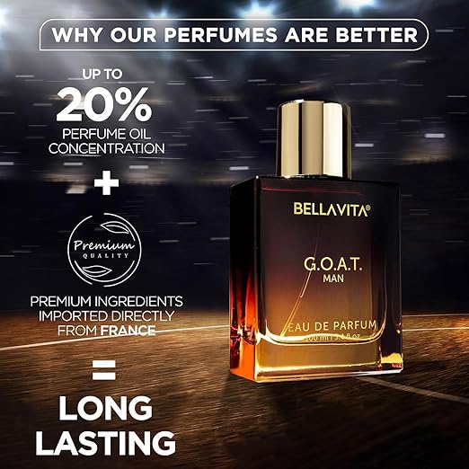 Bella Vita Luxury G.O.A.T Long Lasting Perfume for Man | Eau De Parfum 100ml | Bergamot, Patchouli & Vetiver | Spicy, Citrus, Woody, Musky Premium Fragrance for Men