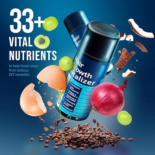 USTRAA Hair Growth Vitalizer - 100ml - Boost hair growth, Prevents hair fall, Delays Hair Greying, With Redensyl and Onion Extract, Non-oily serum for complete hair care and nourishment