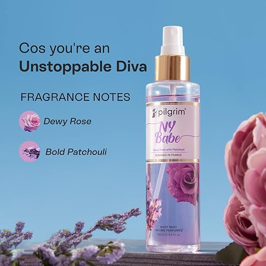 Pilgrim NY Babe Body Mist Cream (Rose With Patchouli) | Long-Lasting Fragrance for Women | Dewy Rose & Bold Patchouli | Designed in France | 150 ml