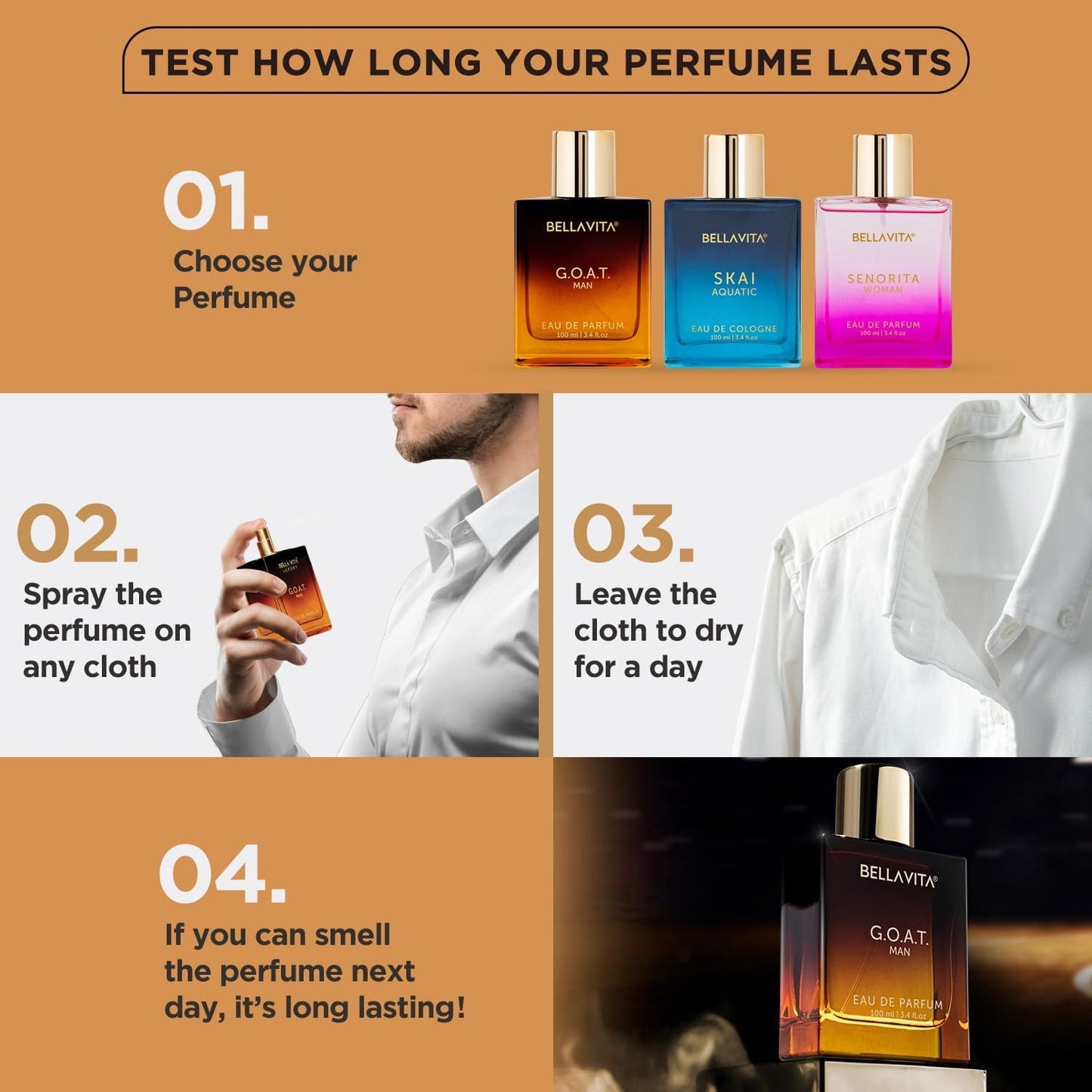 Bella Vita Luxury G.O.A.T Long Lasting Perfume for Man | Eau De Parfum 100ml | Bergamot, Patchouli & Vetiver | Spicy, Citrus, Woody, Musky Premium Fragrance for Men