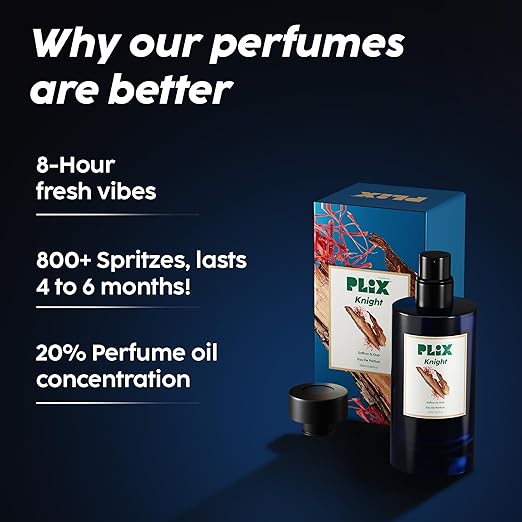 PLIX - THE PLANT FIX Mood Range Knight Perfume For Date Night, Perfect For Date & Romantic Evening, Long Lasting Fresh Saffron & Oud Fragrance, 100 Ml - Aerosol For Unisex