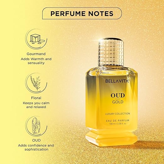 Bella Vita Luxury Oud Gold EDP 100ml Unisex Perfume for Men & Women | Caramel, Rose and Jasmine | Floral Long Lasting Fragrance for Man and Woman