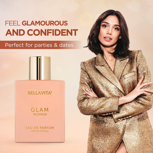 Bella Vita Luxury GLAM | Long Lasting Perfume for Woman | EDP 100ml | African Orange, Jasmine & Patchouli | Floral, Fruity, Woody Premium Fragrance for Women