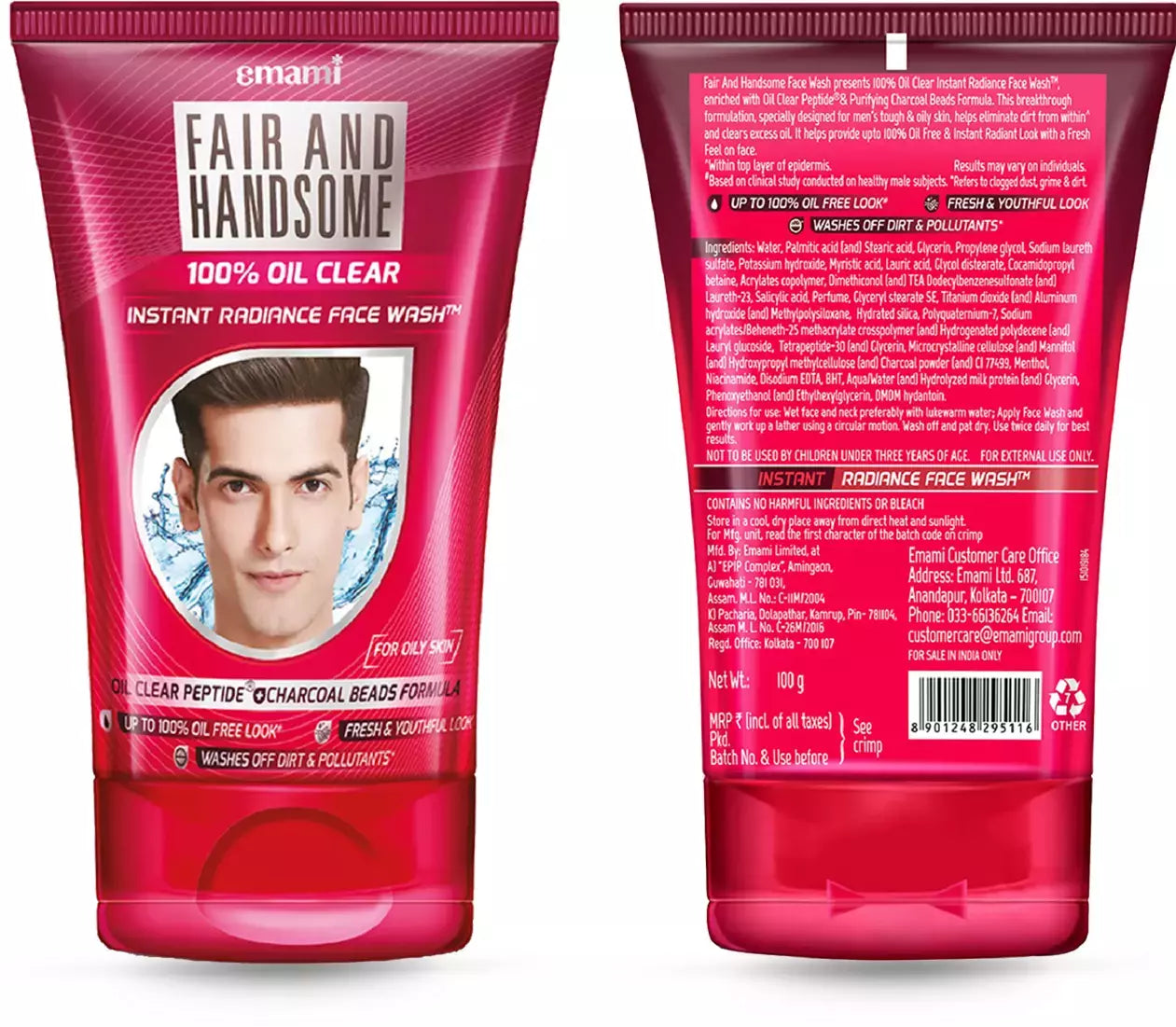 FAIR AND HANDSOME 100% Oil Clear Instant Radiance | Charcoal Beads | Face Wash 100g