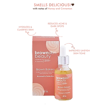 BrownSkin Beauty Brown Bakery Honey & Cinnamon Face Serum With Hyaluronic Acid - Hydrates Skin, 30 ml