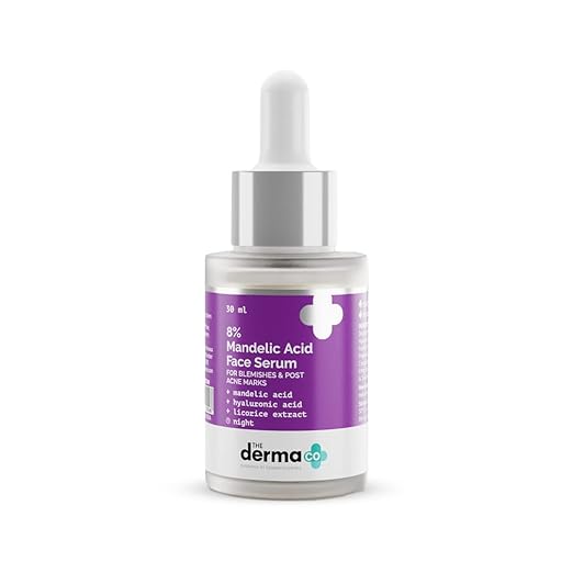 The Derma Co 8% Mandelic Acid Face Serum with Mandelic & Hyaluronic Acid for Blemishes and Post Acne Marks - 30 ml
