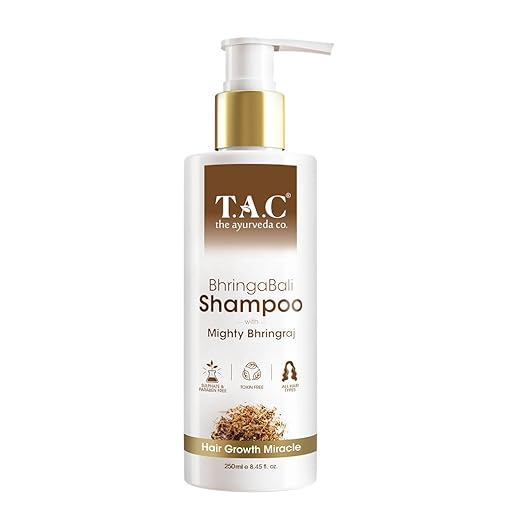 TAC - The Ayurveda Co. Bhringabali Hair Shampoo - Natural, Ayurvedic Formula with Bhringraj Oil for Hair fall & Dandruff Control - Women & Men, Sulphate & Paraben-Free, 250ml