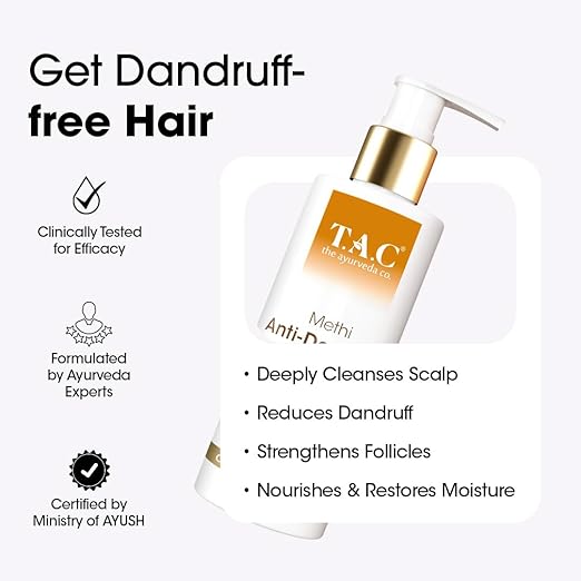 TAC - The Ayurveda Co. Methi Sulphate Free Shampoo For Women & Men For Dry And Frizzy Hair With Amla & Bhringraj, SLS And Paraben Free - 250ml