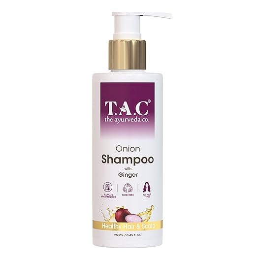 TAC - The Ayurveda Co. Onion Hair Shampoo For Hair Growth with Black Seed, Natural Niacinamide For Hair Fall Control, Sulfates & Parabens Free - 250ml
