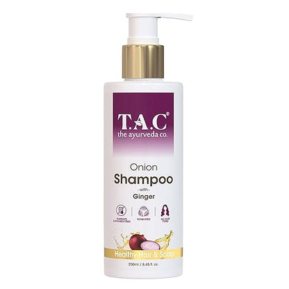 TAC - The Ayurveda Co. Onion Hair Shampoo For Hair Growth with Black Seed, Natural Niacinamide For Hair Fall Control, Sulfates & Parabens Free - 250ml