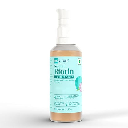 HK VITALS by HealthKart Biotin Hair Tonic for Hair Growth, with Red Onion Extract, Caffeine, & Anagain, Helps Strengthen Hair, All Hair Types, 50 ml