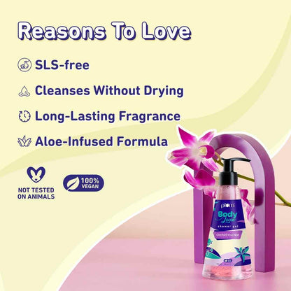 Plum BodyLovin' Orchid-You-Not Shower Gel | SLS-Free Body Wash For Women | Long Lasting Fresh Floral Fragrance | Aloe-Infused Nourishing Body Cleanser For Soft & Smooth Skin (240 ml)