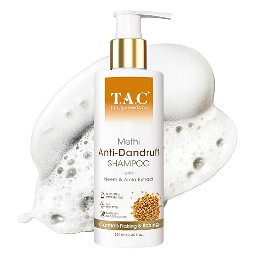 TAC - The Ayurveda Co. Methi Sulphate Free Shampoo For Women & Men For Dry And Frizzy Hair With Amla & Bhringraj, SLS And Paraben Free - 250ml