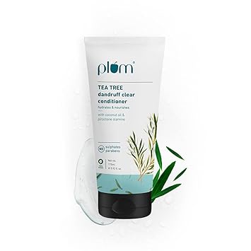 Plum Tea Tree Dandruff Clear Conditioner I With Tea tree oil, coconut oil & piroctone olamine I 175 ml| For All hair Types – Dandruff Control | Sulphate Free | Paraben- Free I 100% Vegan