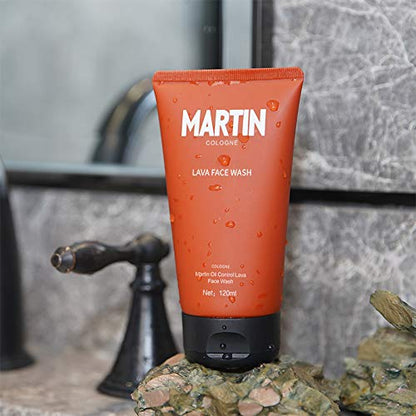 MARTIN Oil Control Lava Face Wash For Men Anti-Pimples Facial Cleanser, Keeps Your Skin Hydrating & Moisturizing, 120 ml