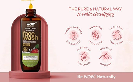 WOW Skin Science Apple Cider Vinegar Face Wash - No Parabens, Sulphate, Silicones & Color (200mL)