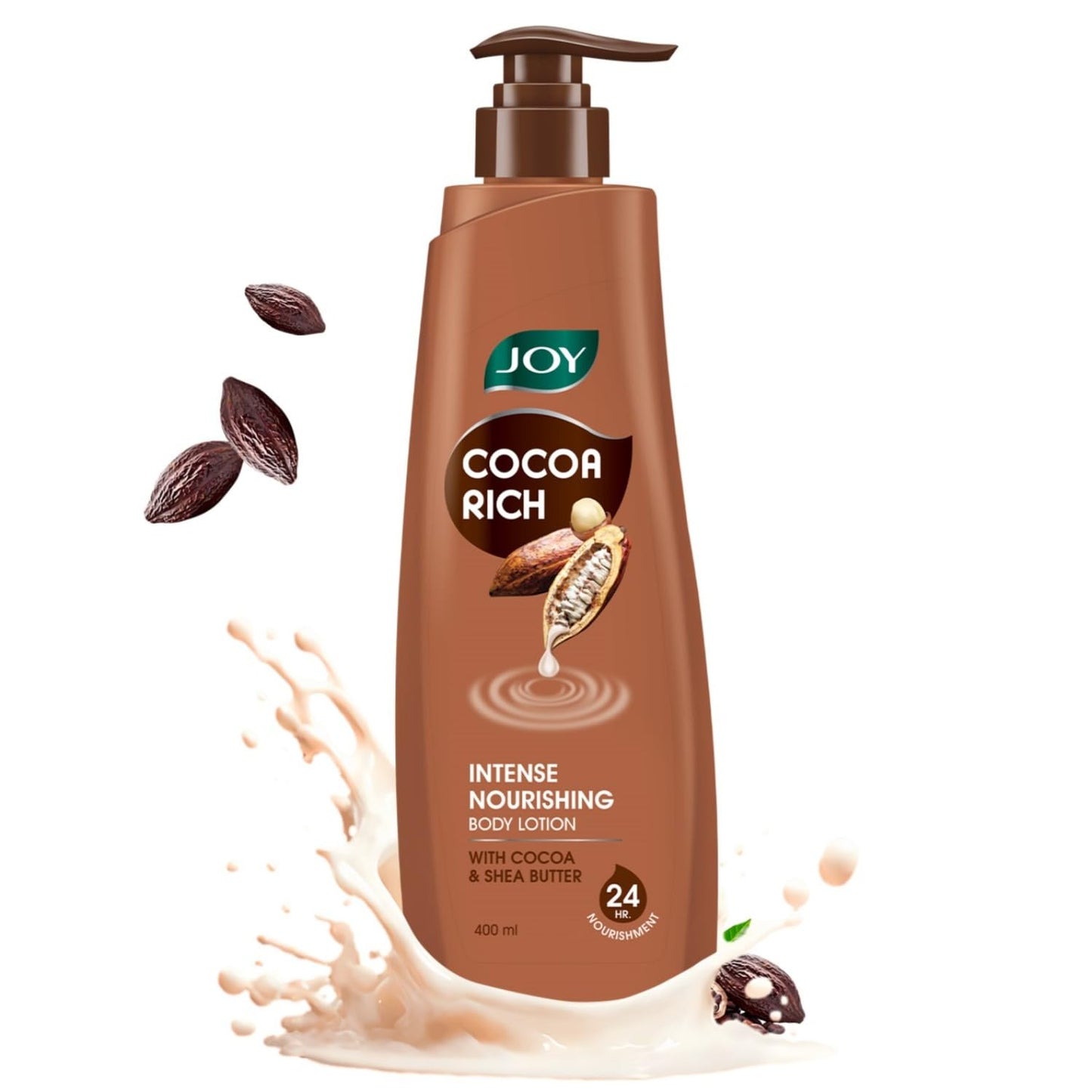 Joy Cocoa Rich Intense Nourishing Body Lotion (400ml) | 24 Hour Nourishment | With Shea Butter & Cocoa Butter | Suitable for Normal to Dry Skin | Non Sticky & Non Greasy Lightweight Body Lotion
