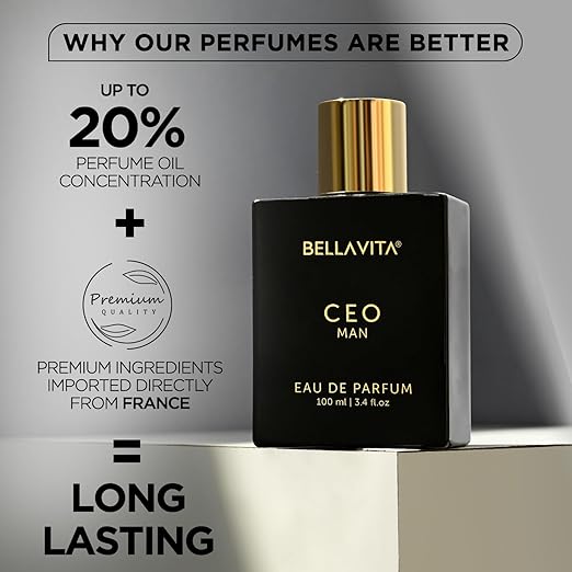 Bella Vita Luxury CEO MAN Long Lasting Perfume for Men | EDP 100ml | Lemon, Lavender, Tonka, Mandarin & Vetiver | Woody, Citrus Premium Fragrance | Ideal for Every Moment