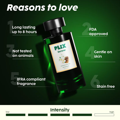 PLIX - THE PLANT FIX Mood Range Serene Perfume For Calm Vibes, Perfect For Travel & Day Out, Long Lasting Fresh Conifer Pine & Jasmine Fragrance, 100 Ml - Aerosol For Unisex