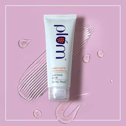 Plum Grape Seed & Sea Buckthorn Mild Foam Scrub | For Acne-Prone, Very Dry, Extremely Sensitive Skin | Gentle Exfoliation | 100% Vegan | Paraben Free | 75gms