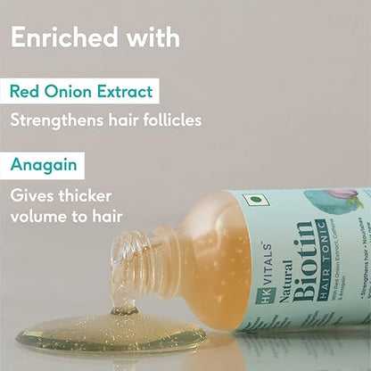 HK VITALS by HealthKart Biotin Hair Tonic for Hair Growth, with Red Onion Extract, Caffeine, & Anagain, Helps Strengthen Hair, All Hair Types, 50 ml