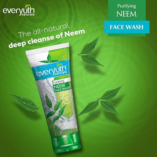 Everyuth Naturals Purifying Neem Face Wash|Antibacterial Neem & Tea Tree Oil|Hydrated, Clear & Healthy Skin|Paraben free|100% Soap Free|Oily, Dry, Normal, Combination & Sensitive Skin 50G