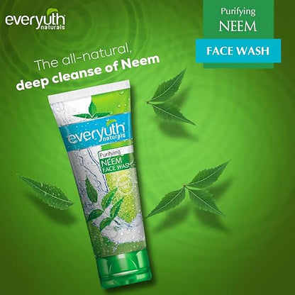 Everyuth Naturals Purifying Neem Face Wash|Antibacterial Neem & Tea Tree Oil|Hydrated, Clear & Healthy Skin|Paraben free|100% Soap Free|Oily, Dry, Normal, Combination & Sensitive Skin 50G