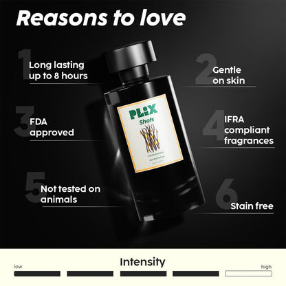 PLIX - THE PLANT FIX Mood Range Shots Perfume For Party, Perfect For Party & Night Outs, Long Lasting Fresh Vanilla & Amber Fragrance For Unisex, 100 Ml - Aerosol