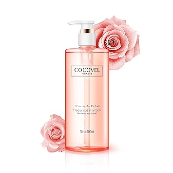 COCOVEL Rose De Mai Parfum Fragranced Shampoo with Natural Rose Extract for Dry and Damaged Hair, Make Hair Looking Fuller, Moisturised And Shiny, Provides Deep Conditioning & Strength, 500ML