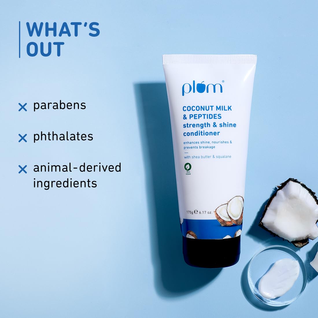 Plum Coconut Milk & Peptides Conditioner for Dull & Rough Hair I Provides Soft, Smooth & Silky Hair I Strengthen & Hydrate Strand | Hair Conditioner for Women & Men I 175g