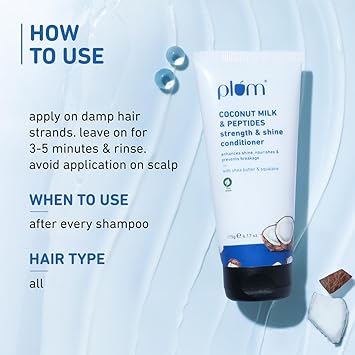 Plum Coconut Milk & Peptides Conditioner for Dull & Rough Hair I Provides Soft, Smooth & Silky Hair I Strengthen & Hydrate Strand | Hair Conditioner for Women & Men I 175g